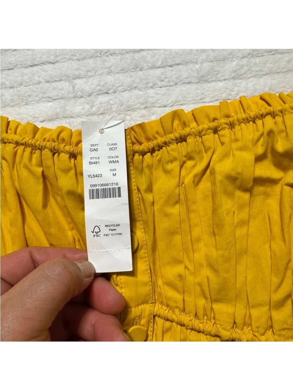 J. Crew Mustard Yellow Smocked Crop Cami